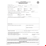 Work Separation Notice Template example document template