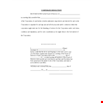 Corporate Resolution Template - Board of Directors example document template