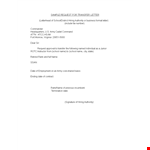 Company Transfer Request Letter Template example document template