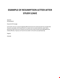 Resumption letter after study leave