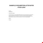 Resumption letter after study leave example document template 