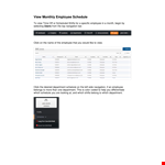 Monthly Employee Schedule and Department – Employee Schedule for the Month example document template