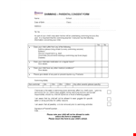 Child Swimming Parental Consent Form Template example document template