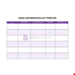 Email Information List Template example document template