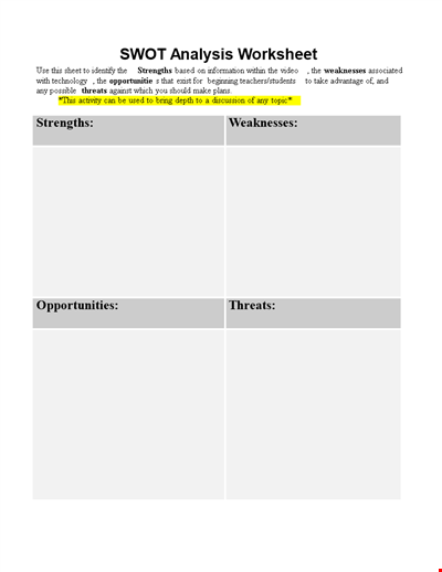 Personal Swot Analysis Worksheet Template Word