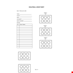 Volleyball Lineup Sheet example document template