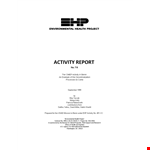 Project Activity Report Template for Health, Community, and Local Projects in Benin example document template
