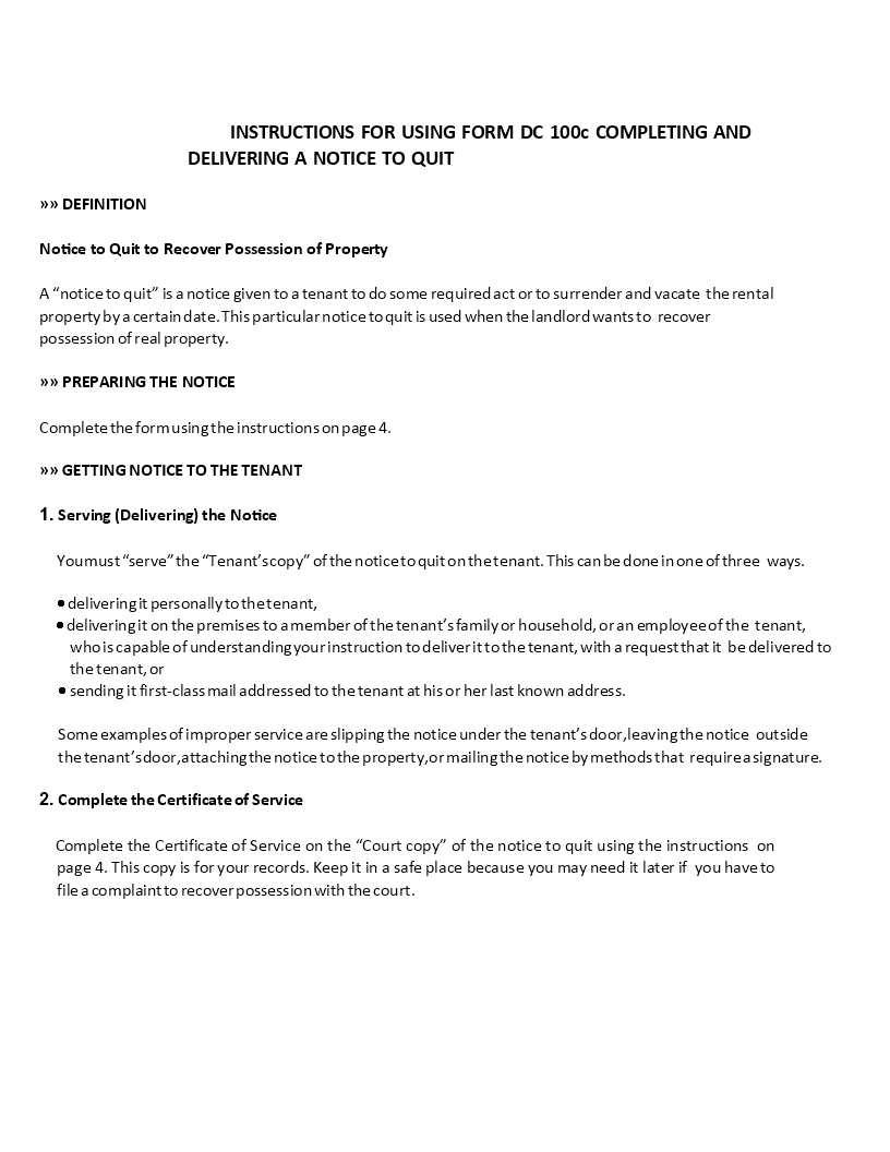 notice to quit template Main Image notice to quit template template