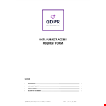 Data Subject Access Request Form example document template