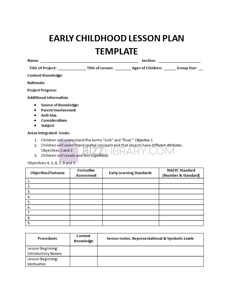 preschool lesson plan Main Image preschool lesson plan template