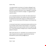Manager Recommendation Letter Template | Boost Your Career with a Persuasive Reference example document template