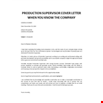 Production Supervisor cover letter  example document template