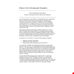 Effective Safety and Health Program | Executive Summary Template example document template