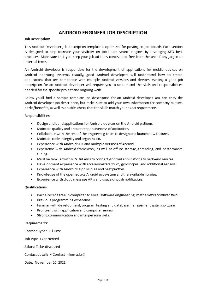 android engineer job description Main Image android engineer job description