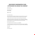 Investment Underwriter Cover letter example document template 