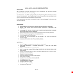 Job Description News Anchor example document template