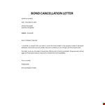 Bond Cancellation Letter example document template 