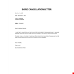 Bond Cancellation Letter example document template