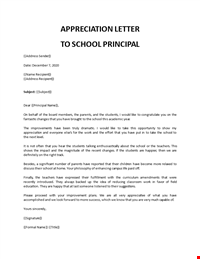 Thank you letter for principal