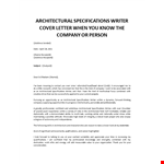 Architecture Specifications Writer cover letter example document template