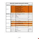 Student Assessment Calendar example document template