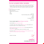Formal Complaint Letter Format example document template