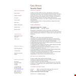 Security Guard Resume: Personal Safety & Security Experience example document template