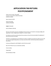 Tax Return Postponement Request Letter