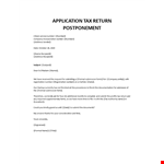 Tax Return Postponement Request Letter example document template