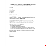 Internship Cover Letter | Chicago Organization | PDF Format example document template