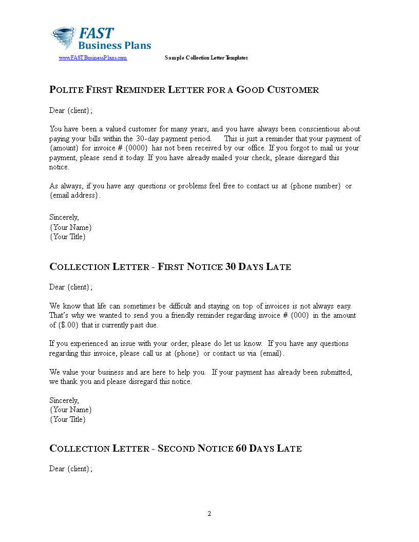 get paid faster with our collection letter template - fastbusinessplans template