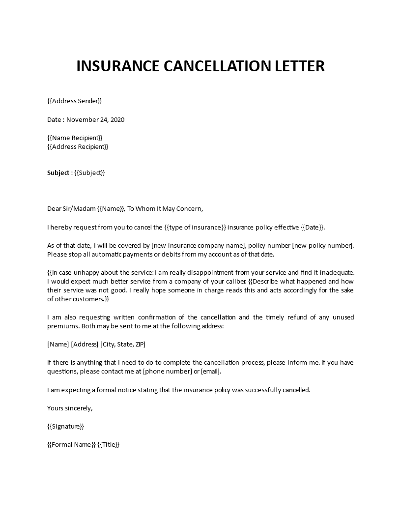 insurance cancellation letter