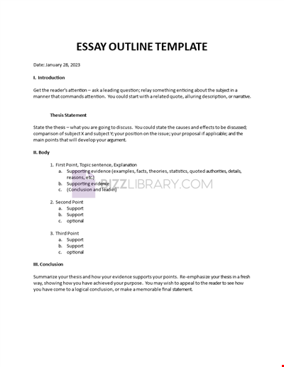 Essay Outline Sample Template