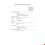 Sample High School Resumes and Cover Letter - School, Cover, Sample example document template