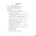 Neurologist Assistant Job Description example document template