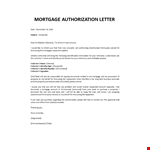 Mortgage Authorization Letter example document template