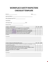Workshop Safety Inspection Checklist Template