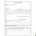 Cash Deposit Authorization Letter example document template 