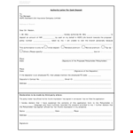Cash Deposit Authorization Letter | Easy Process | [Branch Name] | [Address] | Secure Transaction example document template