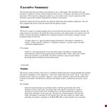 Executive Summary Template Word example document template