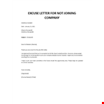 Excuse letter not joining company example document template
