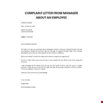 Complaint letter to manager about employee example document template