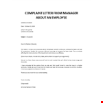 complaint-letter-to-manager-about-employee