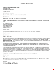 Format For A Business Letter