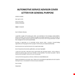 Service Advisor Cover letter  example document template