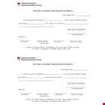Return to Work Form | Streamline Office Processes | Easy Leave Management example document template
