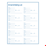 Email List Template - Organize and Manage Your Email Addresses Efficiently example document template