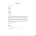 Break Up Letter Template example document template