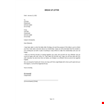 Break Up Letter Template example document template 