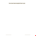 Create a Winning Marketing Plan with this Simple One-Page Template example document template
